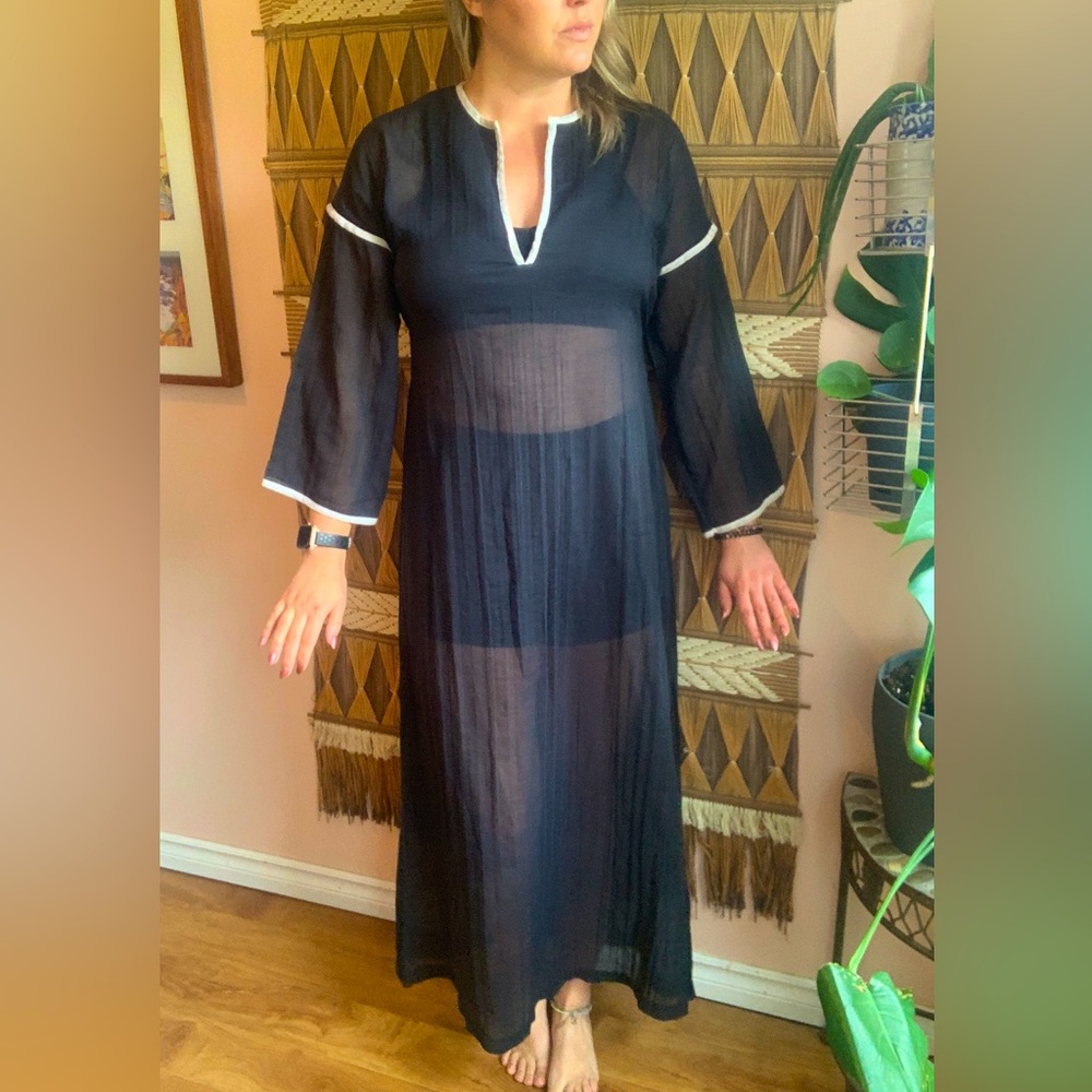 Vintage Black Semi Sheer ‘Dorsay’ Maxi Dress Size L/XL